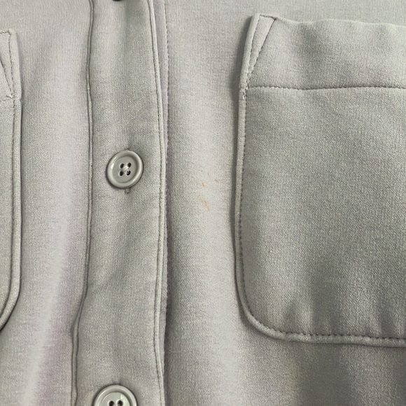 Athleta Retroplush Shirt Jacket Purple Plush Cotton Blend Button Up Size L - Picture 7 of 11